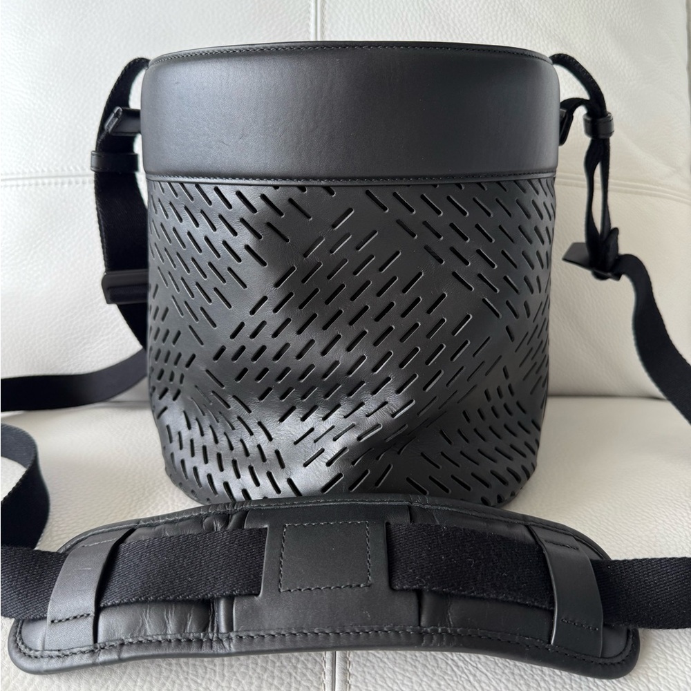 Bottega Veneta Black Perforated Messenger Bag